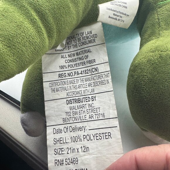 Your Zone Plush Dinosaur Toy Green Blue 19in Polyester Kids Stuffed Animal Walma - Picture 6 of 7